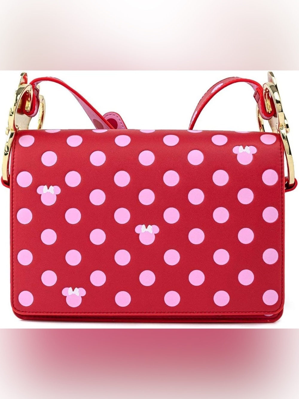 NEW Loungefly X Disney Minnie Mouse Pink Polka Dot Bow Strap Crossbody - Picture 3 of 16